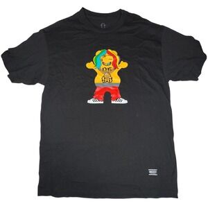Grizzly Griptape 96 Rapper Bear T-Shirt Men's L Black Cotton Skatewear